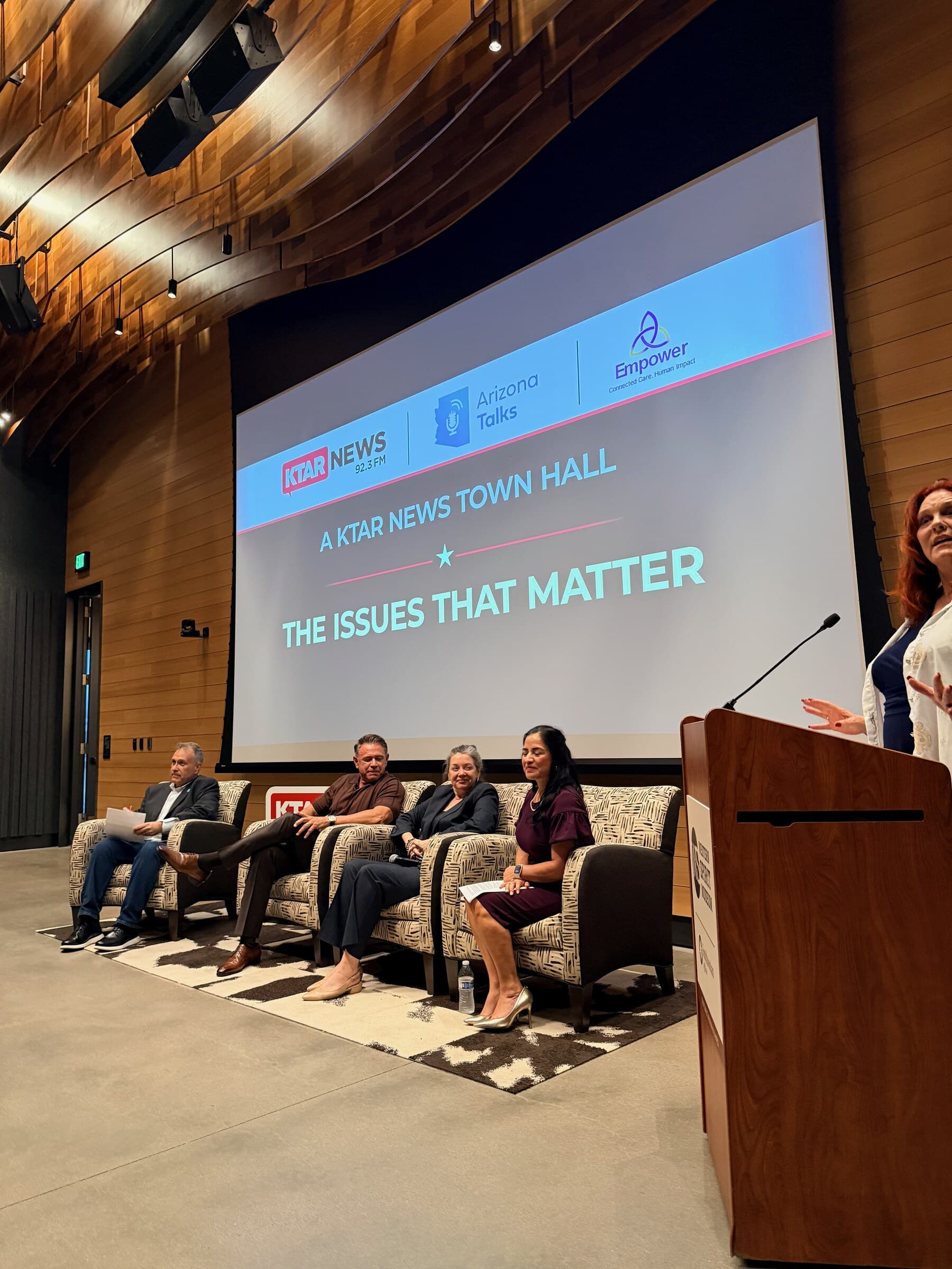 Panelists participating in a ballot-measures discussion onstage